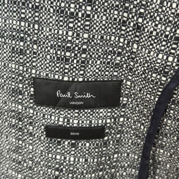 Paul Smith Soho Grey Marled Knit Wool Unlined Double Vent Two Button Blazer - Picture 6 of 10
